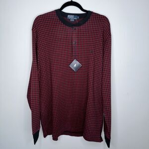 Polo By Ralph Lauren Men’s Cotton Checked Pajama Shirt Red Size Large NWT